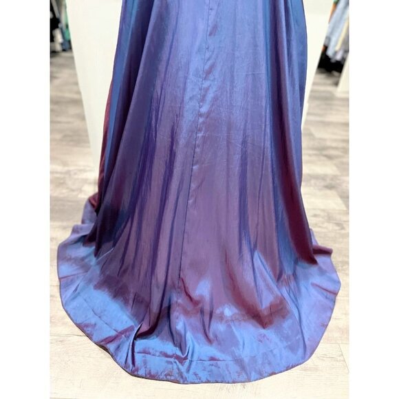 Precious Formals Purple Peacock Taffeta Y2K Formal Gown $420 - Picture 10 of 12